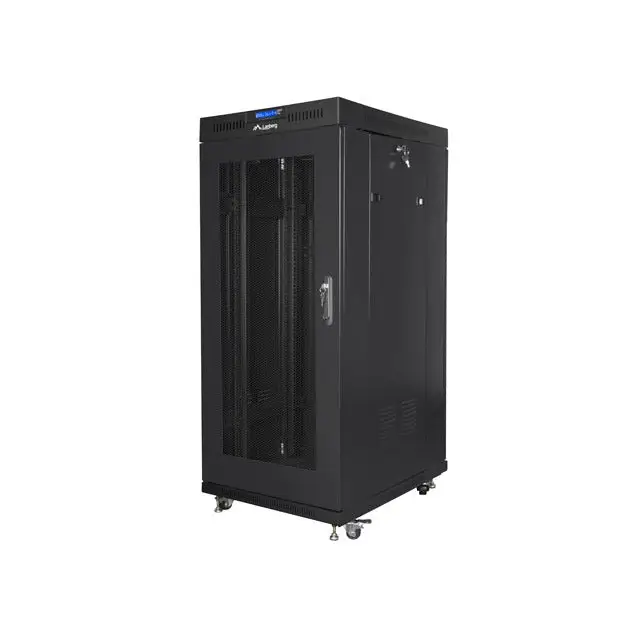 Lanberg rack cabinet 19’’ free-standing 27U / 600x800 self-assembly flat pack with mesh door LCD black - Сървърни и