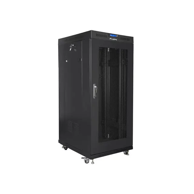 Lanberg rack cabinet 19’’ free-standing 27U / 600x800 self-assembly flat pack with mesh door LCD black - Сървърни и