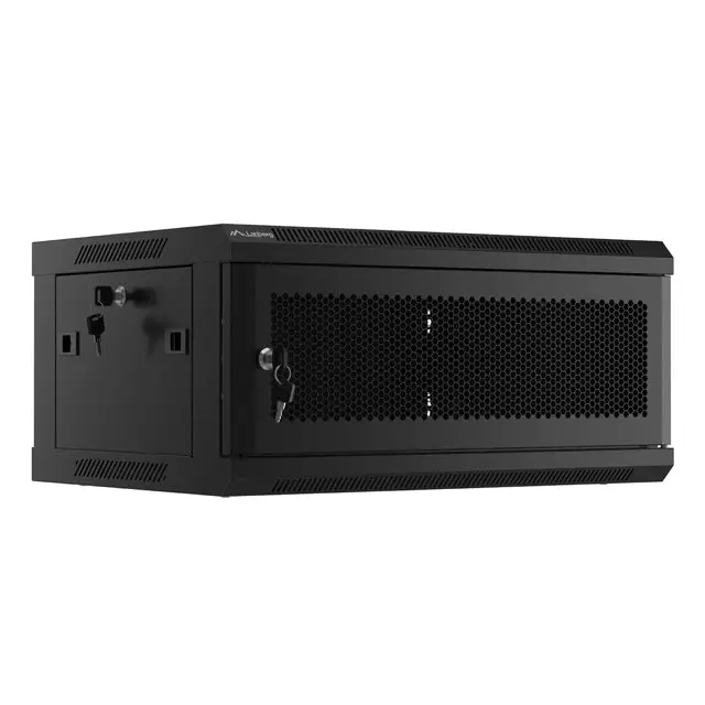 Lanberg rack cabinet 19’’ wall-mount 4U/600x450 with perforated door black (flat pack) - Сървърни и комуникационни