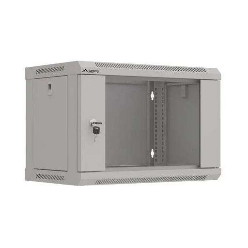 Lanberg rack cabinet 19’’ wall-mount 6U/540x350 (flat pack) with glass door grey - Сървърни и комуникационни