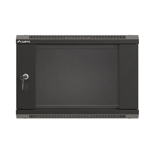 Lanberg rack cabinet 19’’ wall-mount 6U/540x350 (flat pack) with glass door black - Сървърни и комуникационни