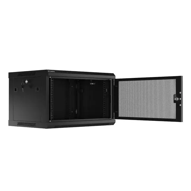 Lanberg rack cabinet 19’’ wall-mount 6U/600x450 with perforated door black (flat pack) - Сървърни и комуникационни