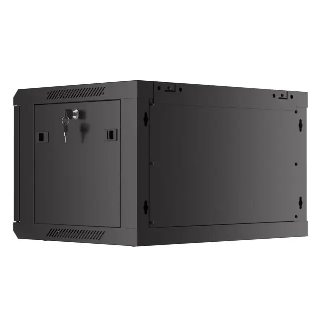 Lanberg rack cabinet 19’’ wall-mount 6U/600x450 with perforated door black (flat pack) - Сървърни и комуникационни