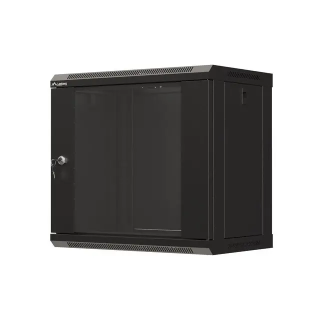 Lanberg rack cabinet 19’’ wall-mount 9U/540x350 (flat pack) with glass door black - Сървърни и комуникационни