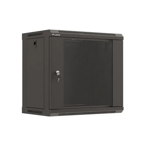 Lanberg rack cabinet 19’’ wall-mount 9U/540x350 (flat pack) with glass door black - Сървърни и комуникационни
