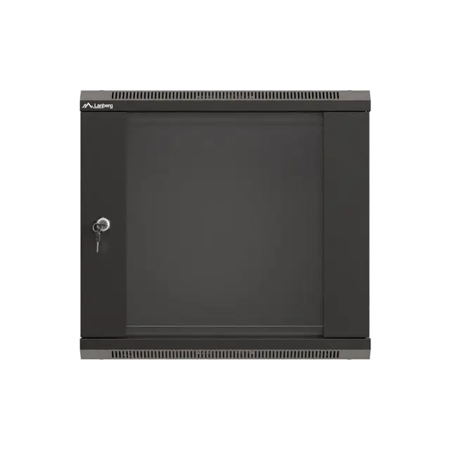 Lanberg rack cabinet 19’’ wall-mount 9U/540x350 (flat pack) with glass door black - Сървърни и комуникационни