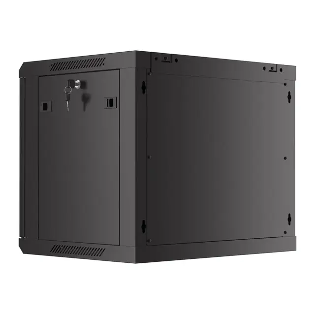 Lanberg rack cabinet 19’’ wall-mount 9U/600x450 with perforated door black (flat pack) - Сървърни и комуникационни