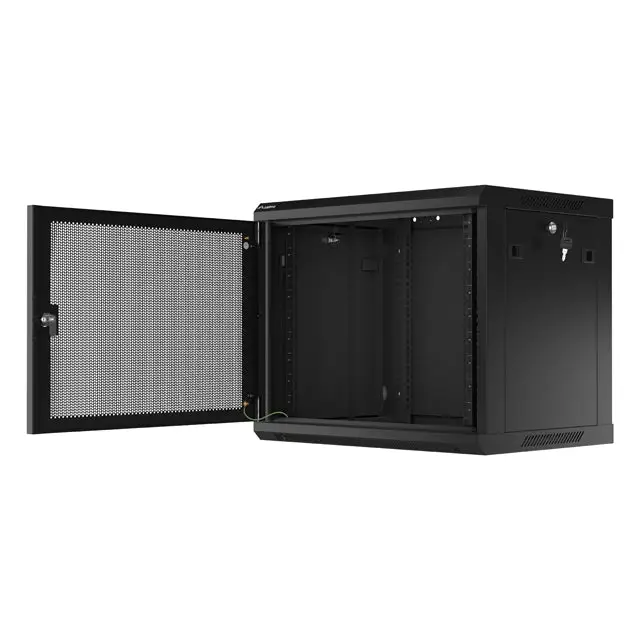 Lanberg rack cabinet 19’’ wall-mount 9U/600x450 with perforated door black (flat pack) - Сървърни и комуникационни