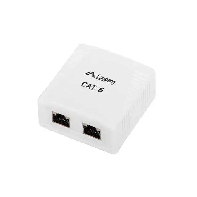 Lanberg surface-mount box CAT.6 FTP shielded 2X RJ45 white - Конектори<<<LANBERG адаптери конектори и