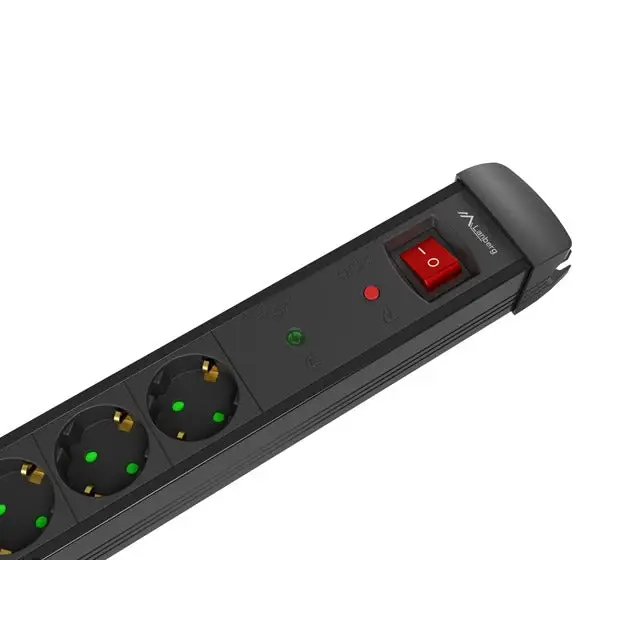 Lanberg surge protector sp1 5m 5x schuko outlets black - Разклонители<<<LANBERG сървърни шкафове и