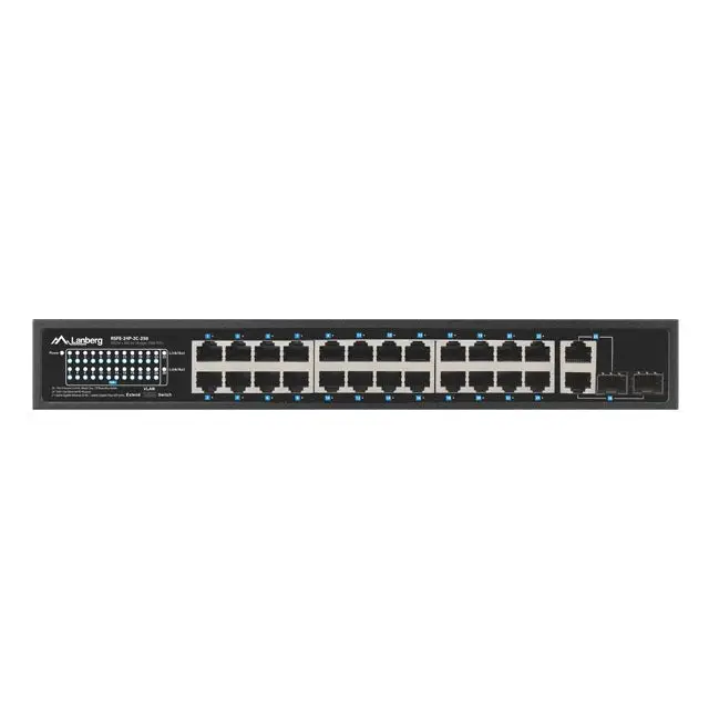 Lanberg Switch 24 x 100MB POE+/2 x Combo Rack 19’’ Gigabit Ethernet 250W - Комутатори<<<LANBERG мрежово и