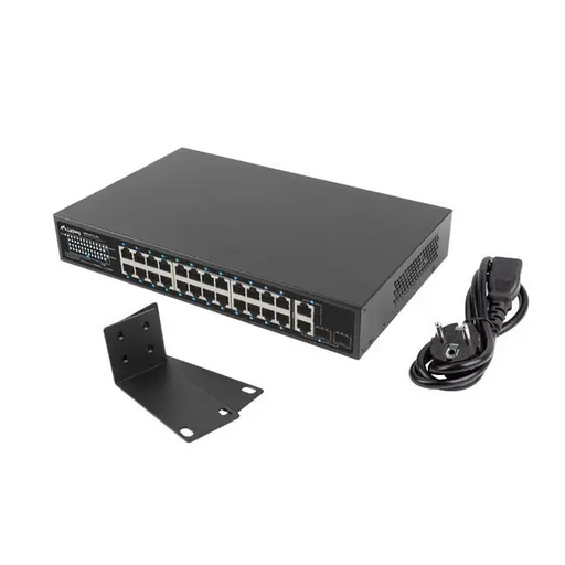 Lanberg Switch 24 x 100MB POE+/2 x Combo Rack 19’’ Gigabit Ethernet 250W - Комутатори<<<LANBERG мрежово и