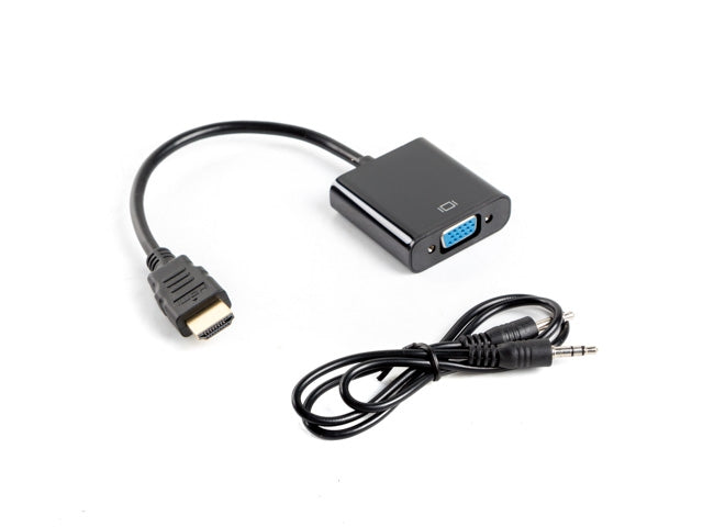 Lanberg adapter HDMI-A (m) -> VGA (f) + minijack 3.5mm (f), 20cm cable