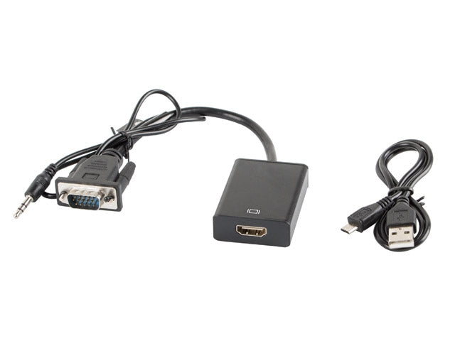 Lanberg adapter VGA (f) + audio 3.5mm jack -> HDMI (m)