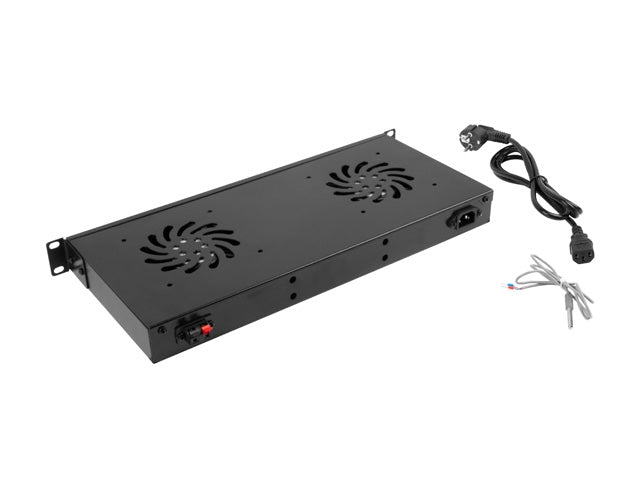 Lanberg 19" fan unit / ventilation panel with lcd 2 fans + thermostat, 230V, black