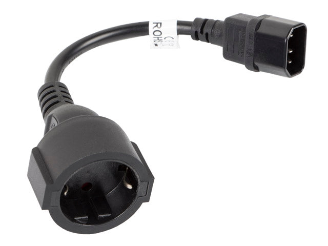 Lanberg extension power supply cable IEC 320 C14 -> Schuko (F) 20cm, black