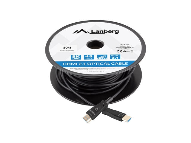 Lanberg HDMI M/M v2.1 cable 50m optical black aoc
