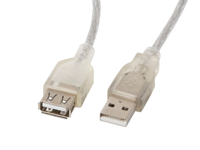 Lanberg extension cable USB 2.0 AM-AF,  1.8m, transparent ferrite
