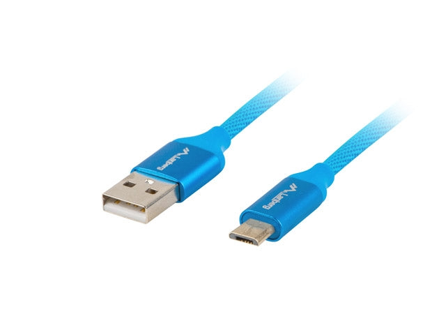 Lanberg USB MICRO-B (M)  ->  USB-A (M) 2.0 cable 1.8m, blue premium QC 3.0
