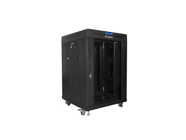 Lanberg rack cabinet 19" free-standing 15U/600x600 (flat pack) with glass door lcd black v2