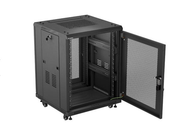 Lanberg rack cabinet 19" free-standing 15U/600X600 (FLAT PACK) with mesh door black