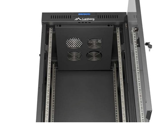Lanberg Rack Cabinet 19" Free-Standing 24U/600X600 (FlAT Pack) With Glass Door LCD Black V2