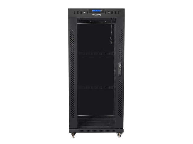 Lanberg rack cabinet 19" free-standing 27U / 600x600 self-assembly flat pack with glass door LCD, black