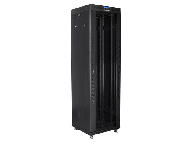 Lanberg rack cabinet 19" free-standing 42U/600x600 (flat pack) with glass door lcd black v2