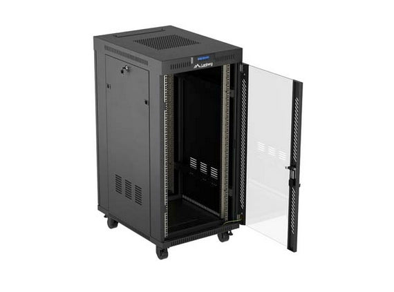 Lanberg Rack Cabinet 19" Free-Standing 24U/600X800 (FlAT Pack) With Glass Door LCD Black V2