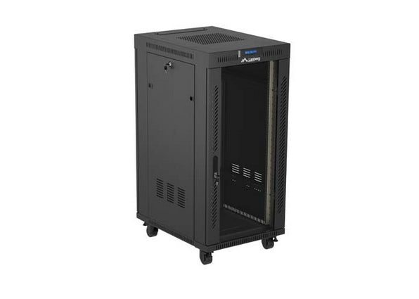 Lanberg Rack Cabinet 19" Free-Standing 24U/600X800 (FlAT Pack) With Glass Door LCD Black V2