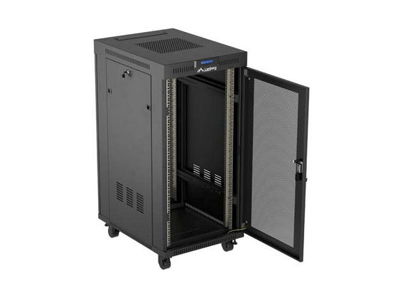 Lanberg Rack Cabinet 19" Free-Standing 24U/600X800 (FlAT Pack) With Mesh Door LCD Black V2