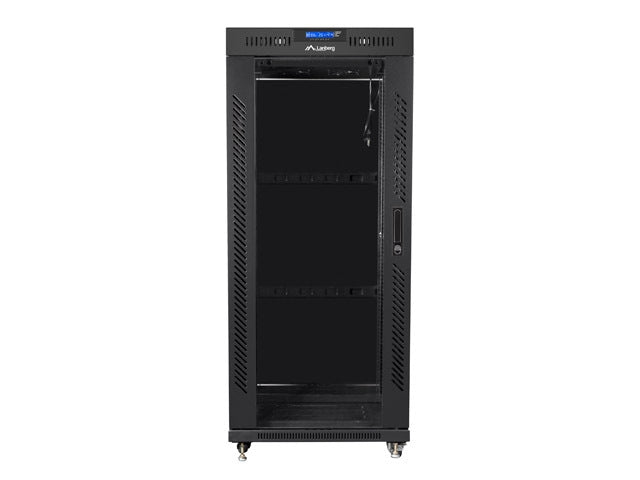 Lanberg rack cabinet 19" free-standing 27U / 600x800 self-assembly flat pack with glass door LCD, black