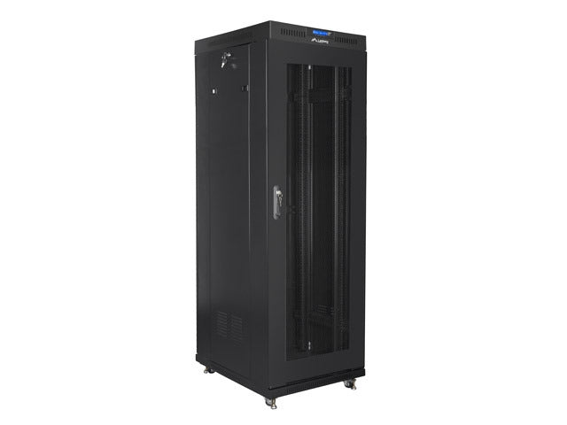 Lanberg rack cabinet 19" free-standing 37U / 600x800 self-assembly flat pack with mesh door LCD, black