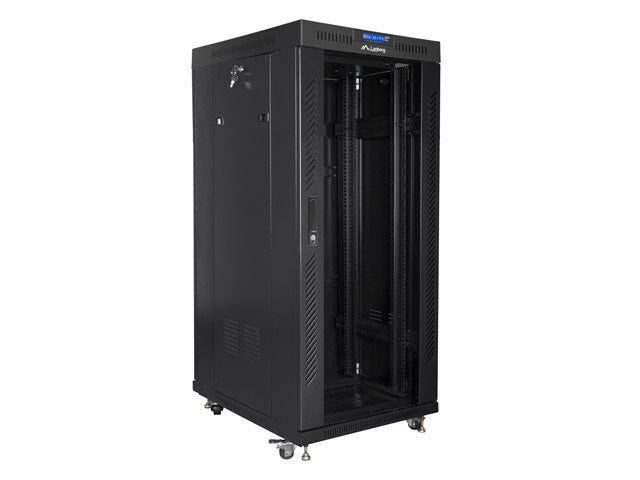 Lanberg rack cabinet 19" free-standing 27U/800x1000 (flat pack) with glass door lcd black v2