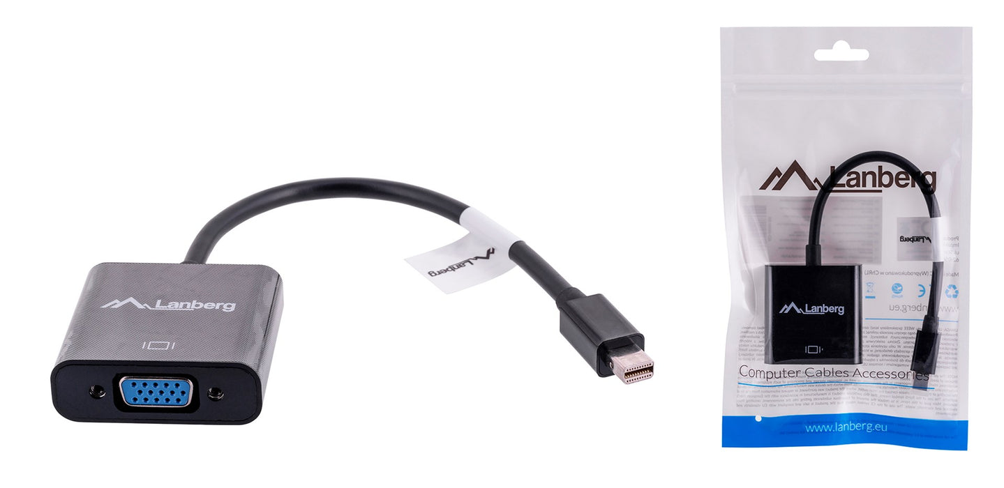 Lanberg adapter display port mini (m) -> VGA (f), 20cm cable, black