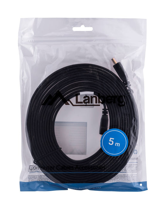 Lanberg HDMI M/M V2.0 cable 5m,  4K flat, black