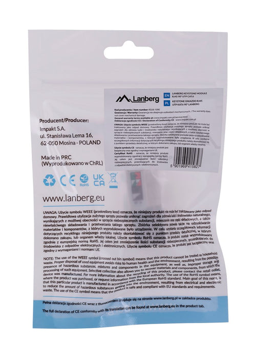 Lanberg keystone module RJ45 90° UTP CAT.6