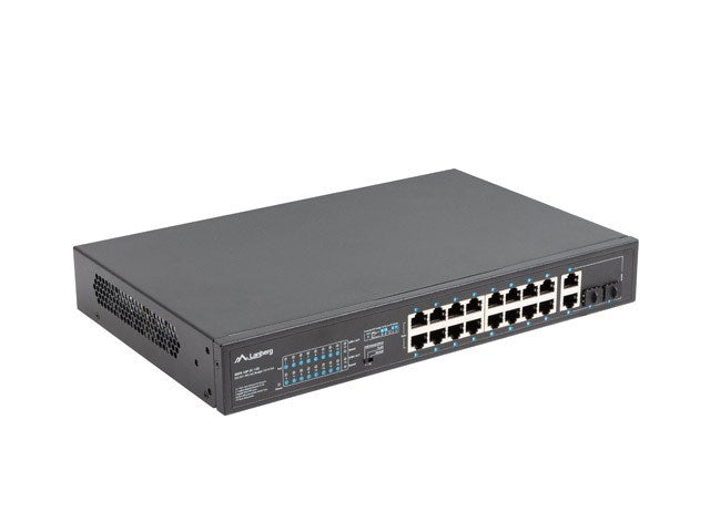 Lanberg switch 16x 100mb poe+/2x 1GB/1x sfp unmanaged rack 10" & 19" gigabit ethernet 150w