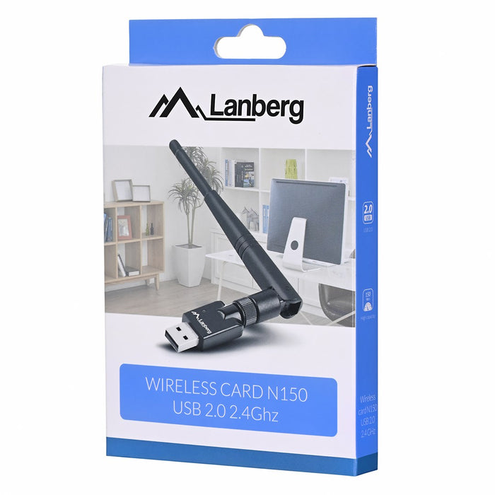 Lanberg USB adapter wireless network card nc-0150-we n150 1x external antenna