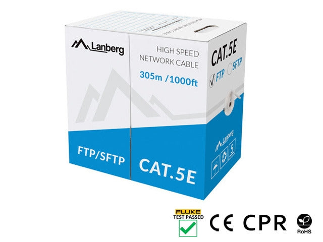 Lanberg LAN cable CAT.5e ftp 305m solid cu grey cpr + fluke passed