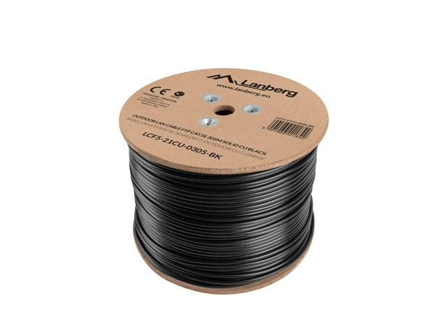 Lanberg LAN cable CAT.5e ftp 305m solid outdoor cu black fluke passed