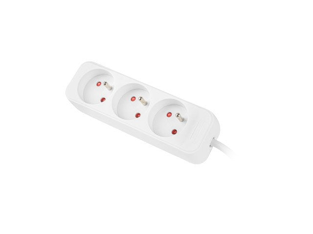 Lanberg power strip 1.5m, 3 sockets, french quality-grade copper cable, white