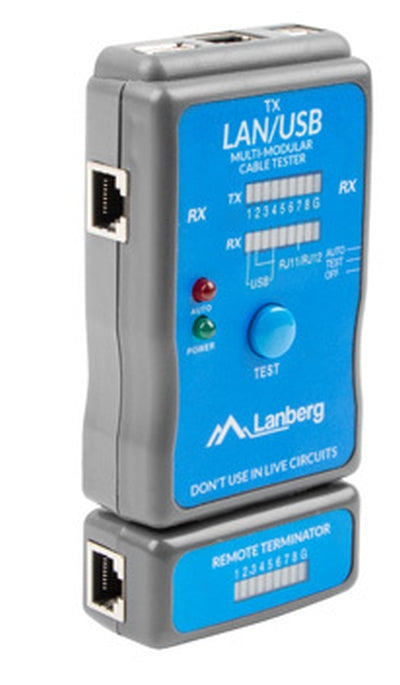 Lanberg cable tester for wiring terminated with RJ-45, RJ-11, USB