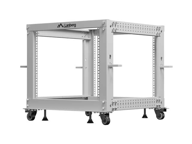 Lanberg open rack 19" 9U 600x600-1100 adjustable, grey