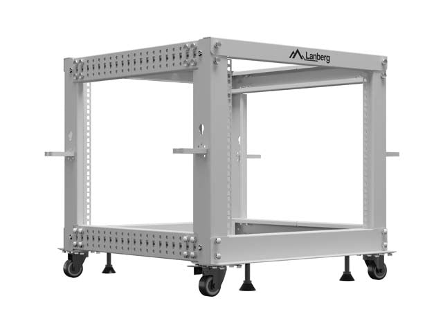 Lanberg open rack 19" 9U 600x600-1100 adjustable, grey