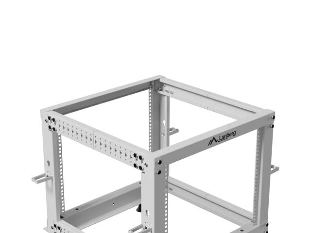 Lanberg open rack 19" 9U 600x600-1100 adjustable, grey