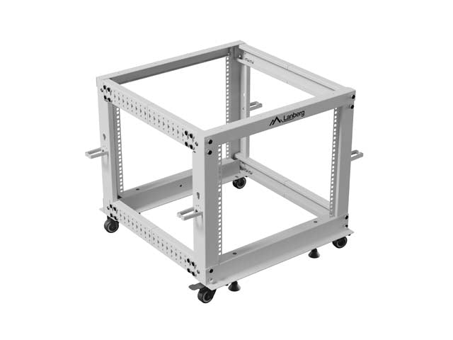 Lanberg open rack 19" 9U 600x600-1100 adjustable, grey