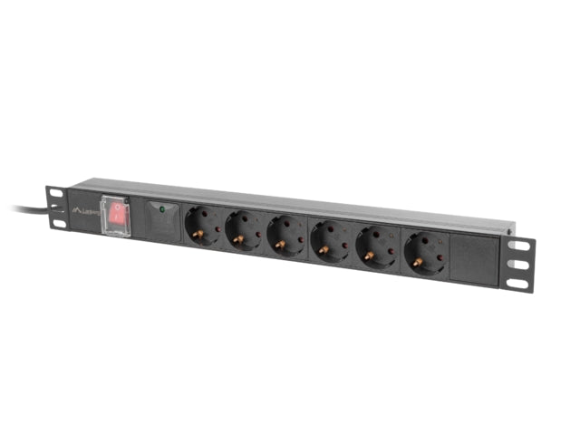 Lanberg power distribution unit (pdu) 19" 1U 16a 2m 6x schuko outlets black