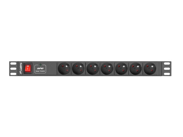 Lanberg power distribution unit (PDU) 19"1U 16A 7 SOCKETS 2M, black