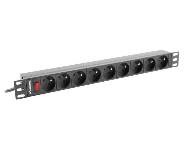 Lanberg power distribution unit (PDU) 19"1U 16A 9 SOCKETS 3M, black
